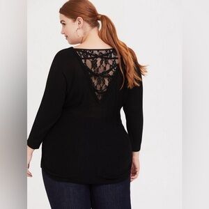 NWT torrid Pullover Lace Back Sweater black women’s size 2XL 100% rayon